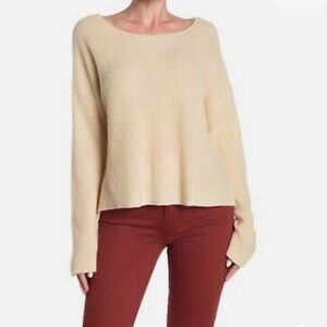360 cashmere yellow/beige light weight knit cashmere pullover sweater Sz XS $334